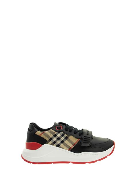 check detail leather trainers burberry|Vintage Check and Leather Sneakers .